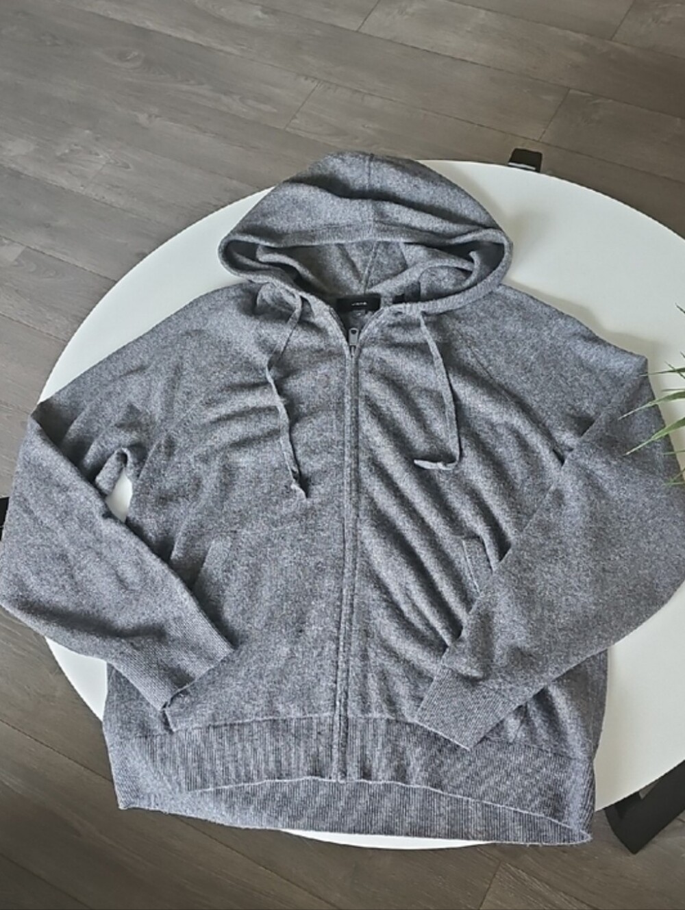 Vince Gray Zip-Up Wool/ Cashmere Blend Hoodie